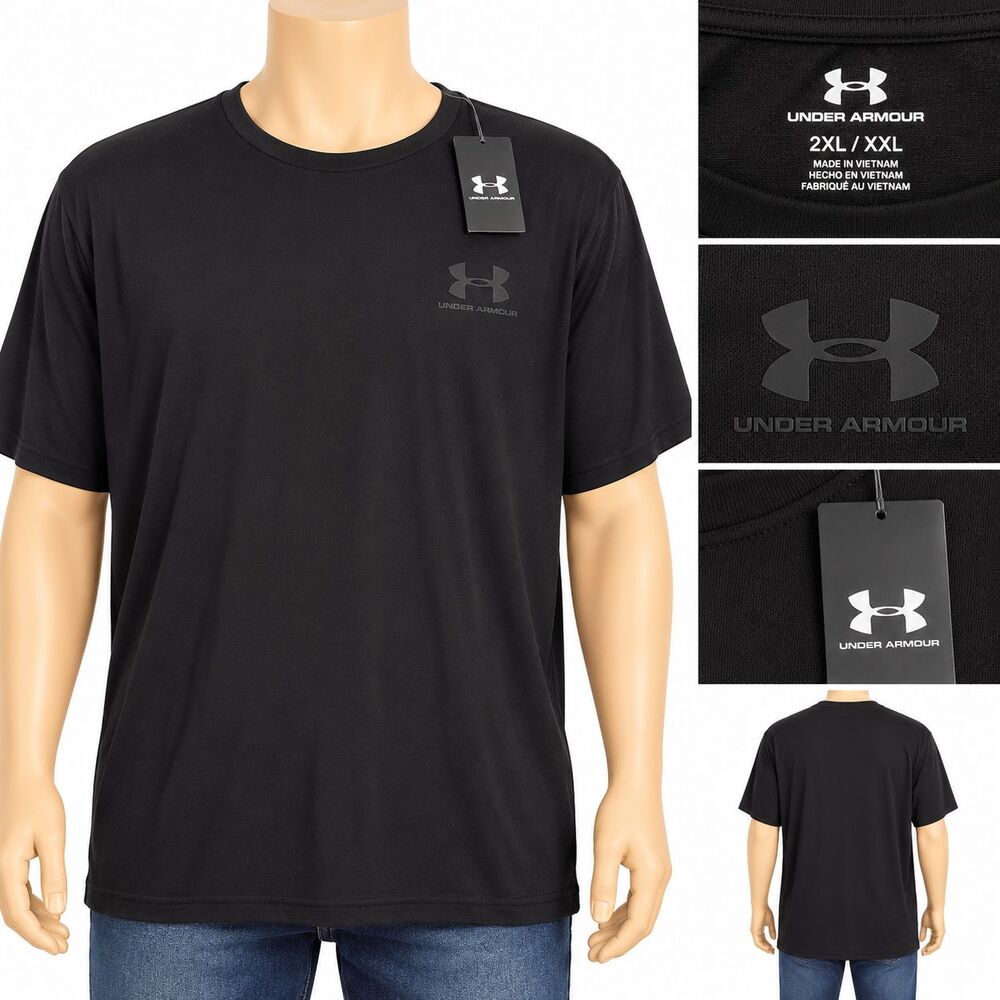 Under Armour Mens 2XL Black Short Sleeve Athletic Performance T-Shirt NWT